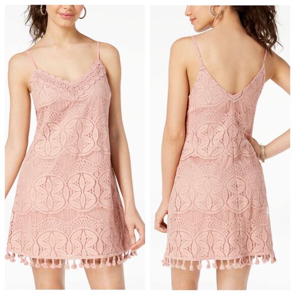 Xtraordinary Lace Shift Mini Dress Tassels Blush Pink Small NWT - Picture 1 of 10